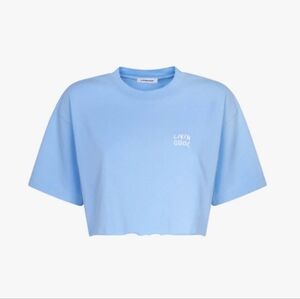 NWT Baby Blue Livin Cool Embroidered Boxy Baby Tee